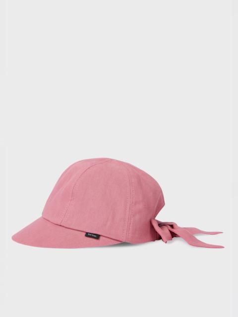Women's Pink Linen Bow Cap