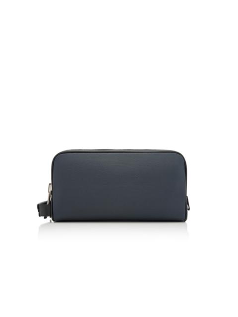 GRAIN LEATHER DOUBLE ZIP TOILETRY BAG