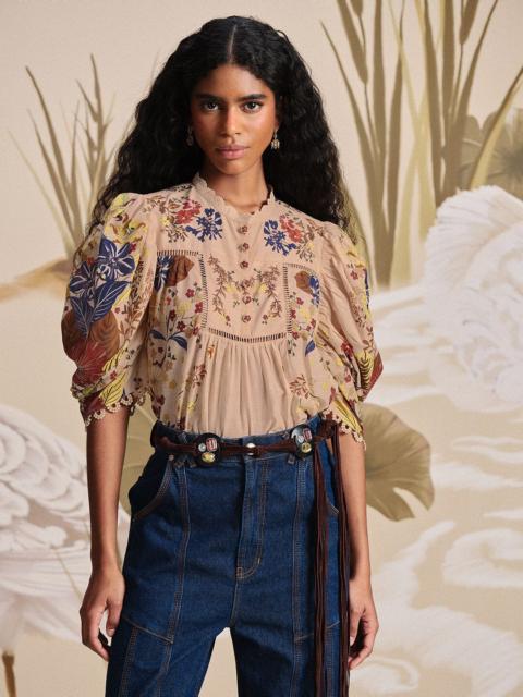 FARM RIO Pink Beauty Bouquet Blouse