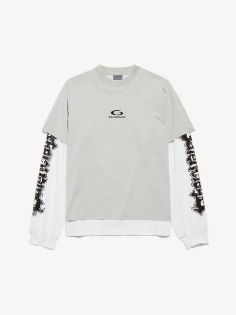 BALENCIAGA Men's Hybrid Double T-shirt in Light Grey/white
