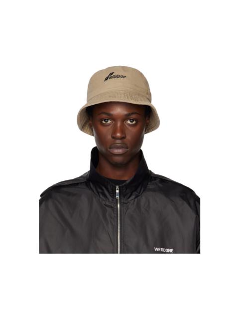 We11done Beige Washed WD Logo Bucket Hat