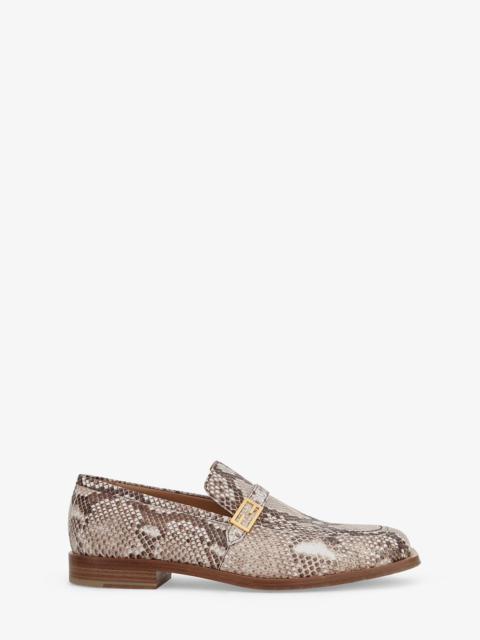FENDI Beige python loafers
