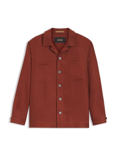 BOSS REGULAR-FIT OVERSHIRT IN WRINKLE-RESISTANT LINEN