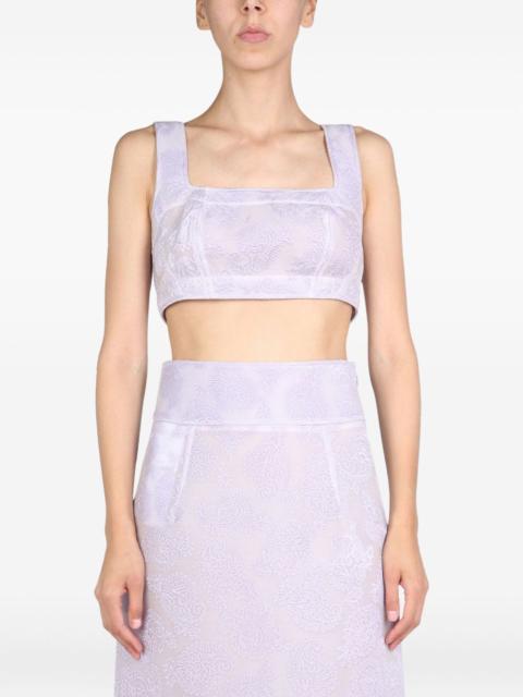 square-neck paisley-pattern top