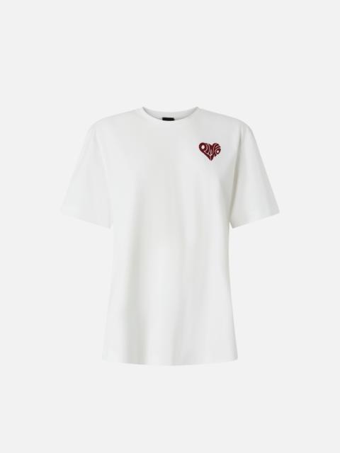 PINKO T-SHIRT WITH RHINESTONED AMORE LETTERING