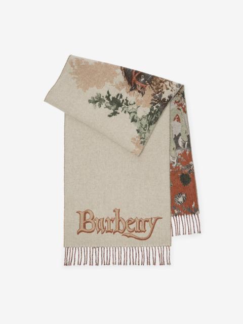 Burberry Stallion Portrait​ Cashmere Scarf
