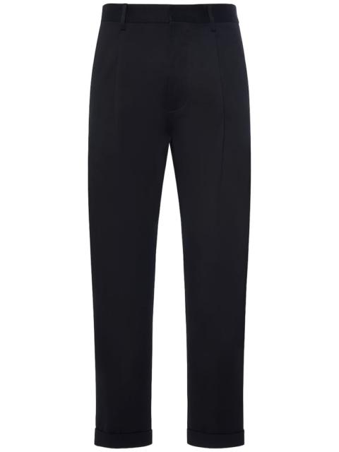 Pleated stretch cotton pants