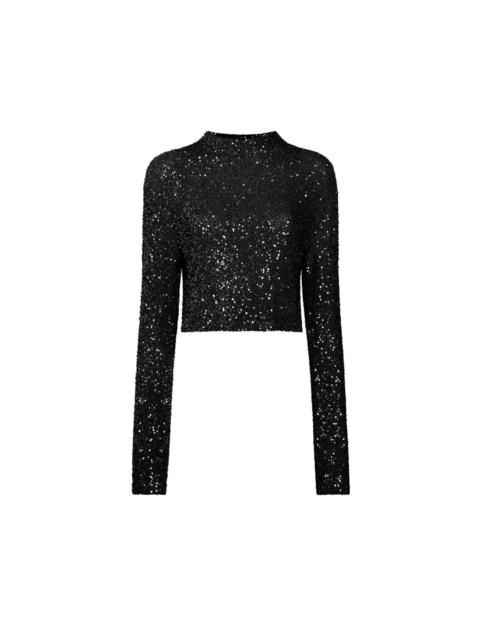 LAPOINTE Sequin Cashmere Cropped Top