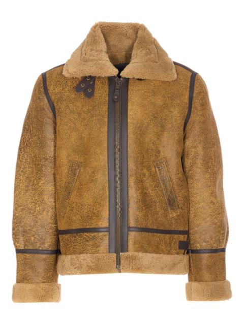 Schott Embroidered Logo Shearling Jacket