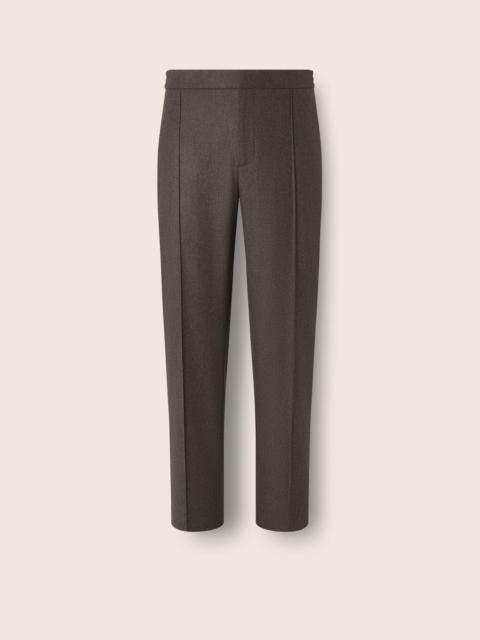 ZEGNA DARK OLIVE GREEN WOOL SILK AND CASHMERE PANTS