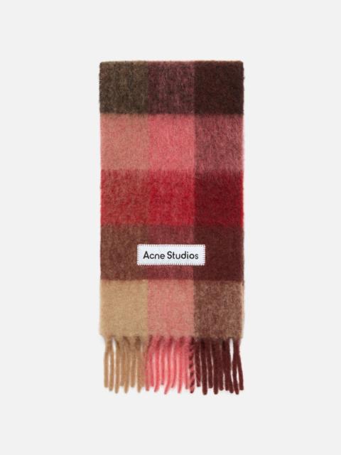Acne Studios Mohair Check Scarf - Red/Pink/Beige