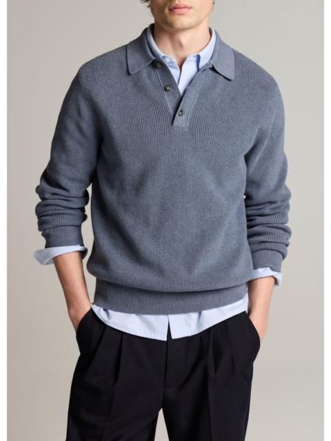 Vince Heirloom Shaker Cotton-Cashmere Polo Sweater