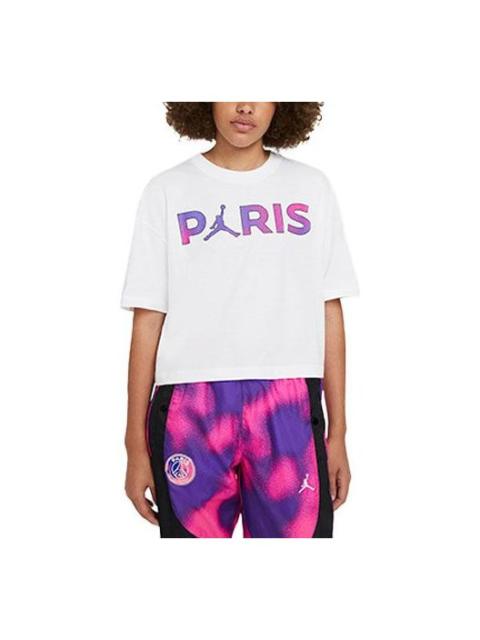 Jordan (WMNS) Air Jordan Paris Saint-Germain Printing Short Sleeve White CZ7506-100