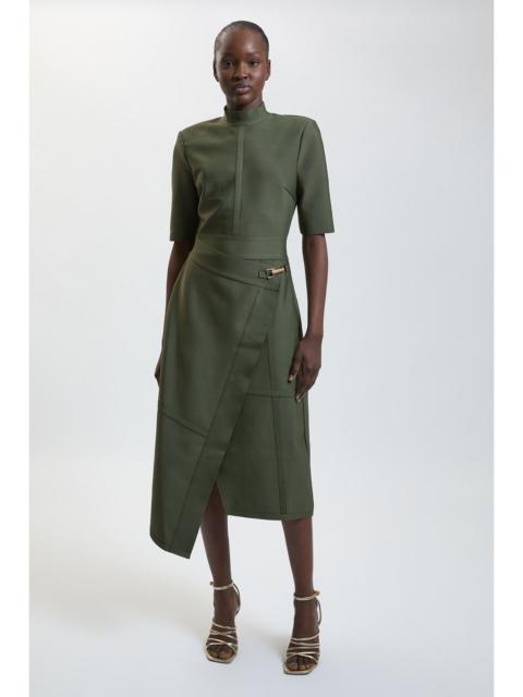 KAREN MILLEN Figure Form Bandage Asymmetric Knit Midi Dress