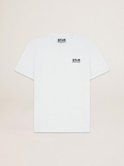 Women's white T-shirt with contrasting black logo and star