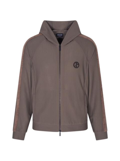 GIORGIO ARMANI zip-up waffle-fabric hoodie