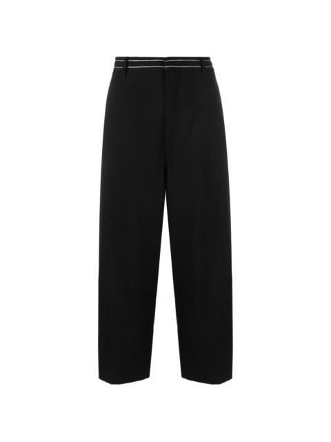 contrast-stitching cropped trousers