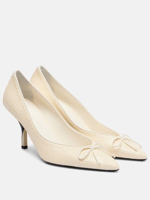 JACQUEMUS Tourni snake-effect leather pumps