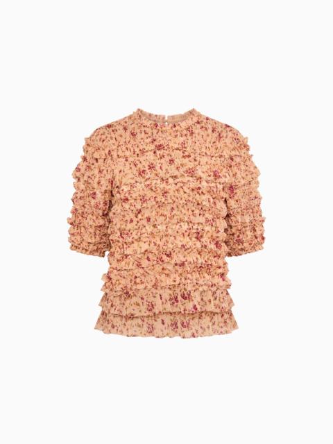 ULLA JOHNSON Mabel Short Sleeve Silk Top