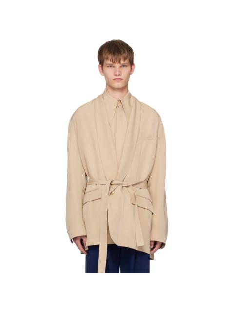 KING & TUCKFIELD Taupe Soft Wrap Blazer