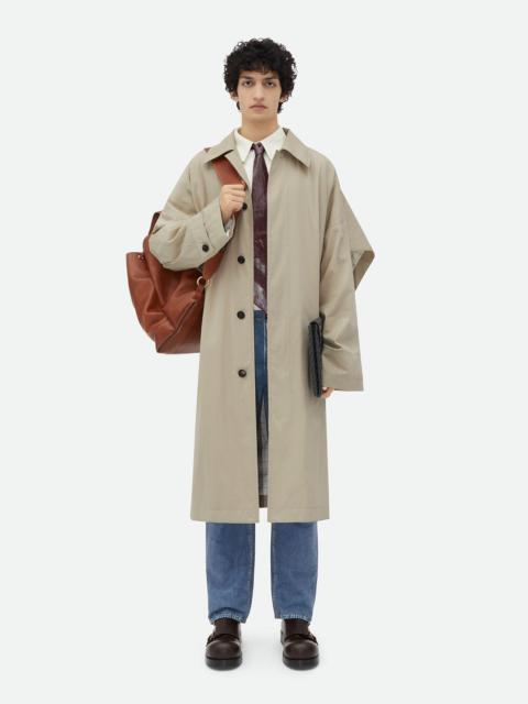 Cotton Silk Cape Trench With Check Lining