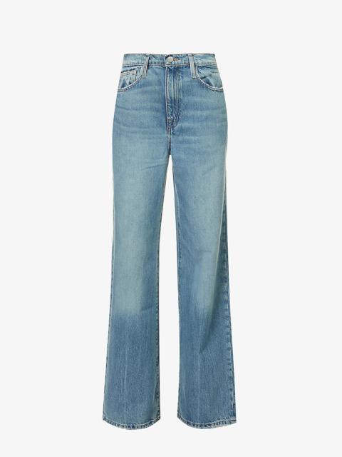 Le Jane faded-wash wide-leg high-rise organic and recycled-denim jeans