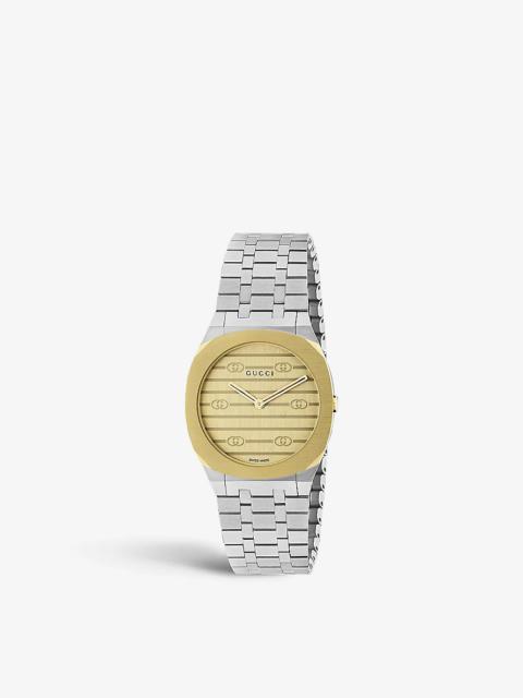 YA163502 GUCCI 25H stainless steel and yellow gold quartz watch