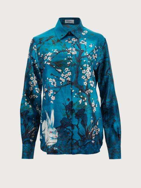 FERRAGAMO SILK RABBIT PRINT SHIRT