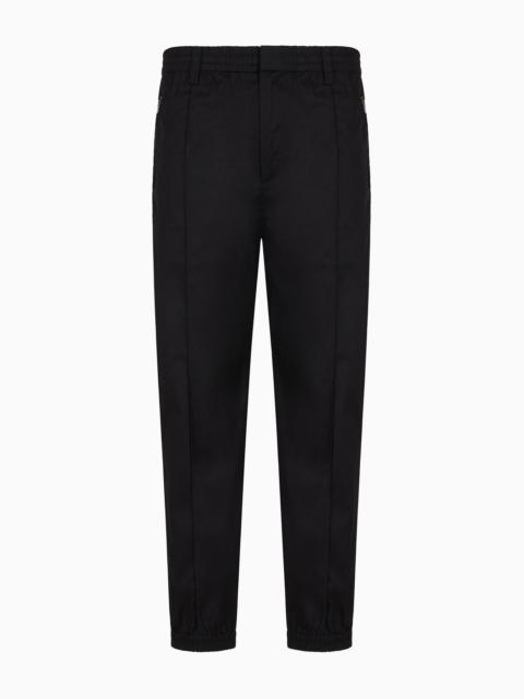 Comfortable cotton twill trousers with centre crease and stretch cuffs