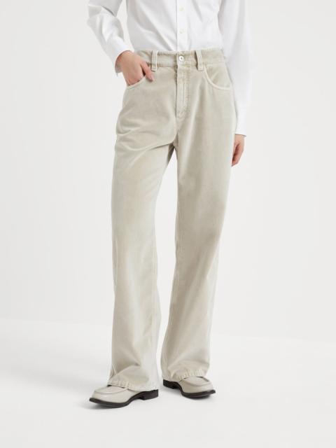 Brunello Cucinelli Garment-dyed cotton velvet loose trousers