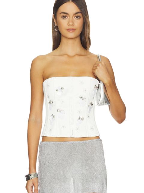 GUIZIO Embellished Satin Corset