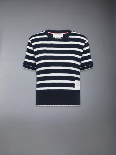 Thom Browne STIRIPED RIB SCALLOP EDGE TEE
