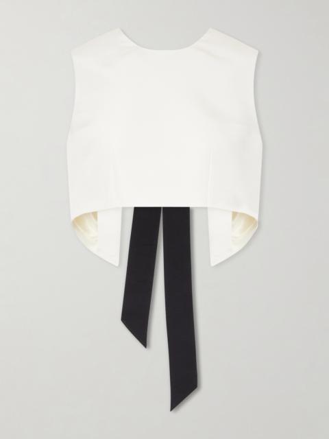 Lanvin Bow-detailed Cropped Silk-cady Top