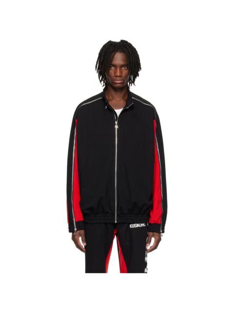 KUSIKOHC Black & Red Full Zip Fleece Track Jacket