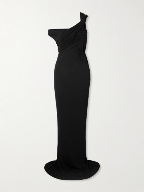 Rick Owens Sahara Asymmetric Paneled Gathered Jersey Gown