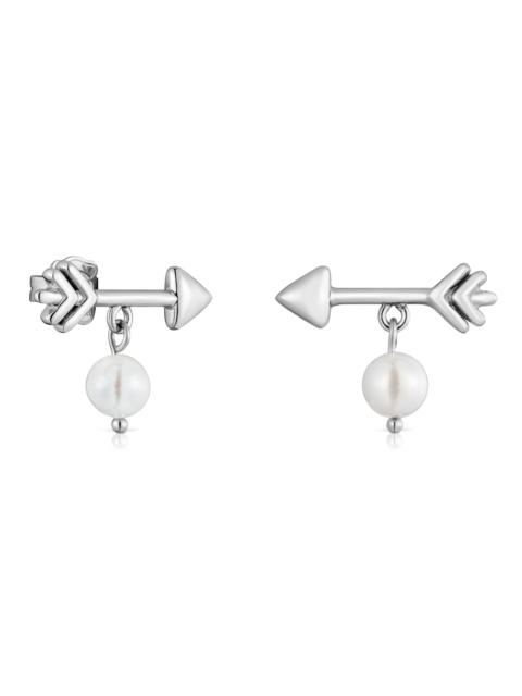 TOUS Steel and cultured pearl Arrow earrings TOUS Charming