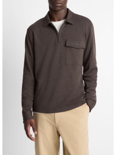 Vince Herringbone Cotton-Blend Zip Polo Shirt