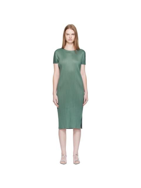 Pleats Please Issey Miyake Green Monthly Colors June Midi Dress