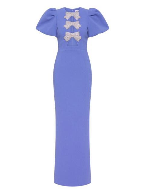 REBECCA VALLANCE puff-sleeves embellished maxi evening dress