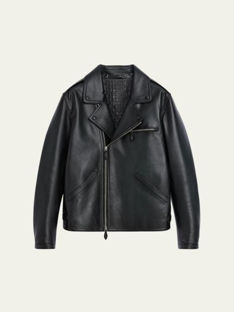 Berluti Men's Un Jour Patina Leather Moto Jacket