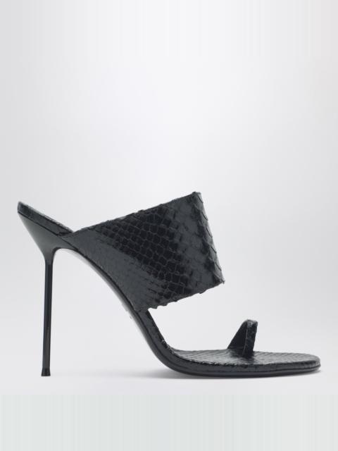 PARIS TEXAS Lidia python-effect black leather thong mule