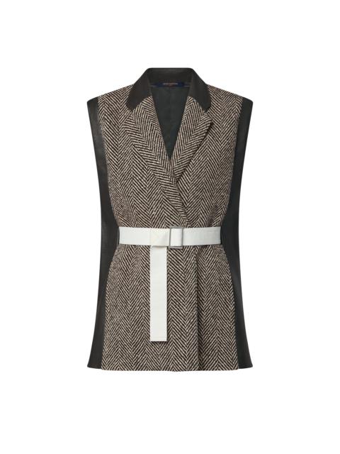 Louis Vuitton Leather Accent Sleeveless Blazer