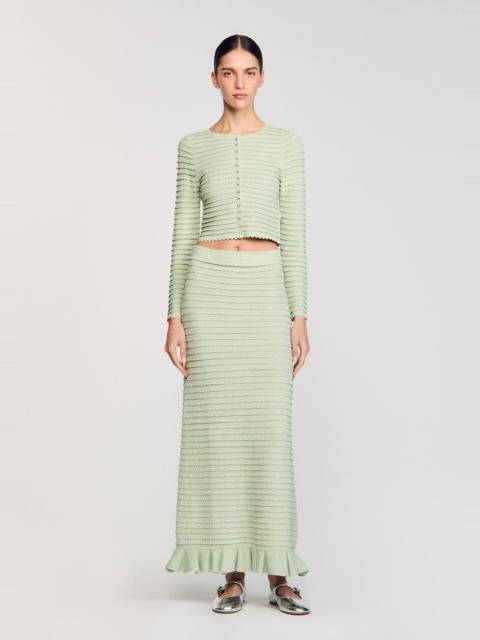 Sandro RHINESTONE KNIT MAXI SKIRT