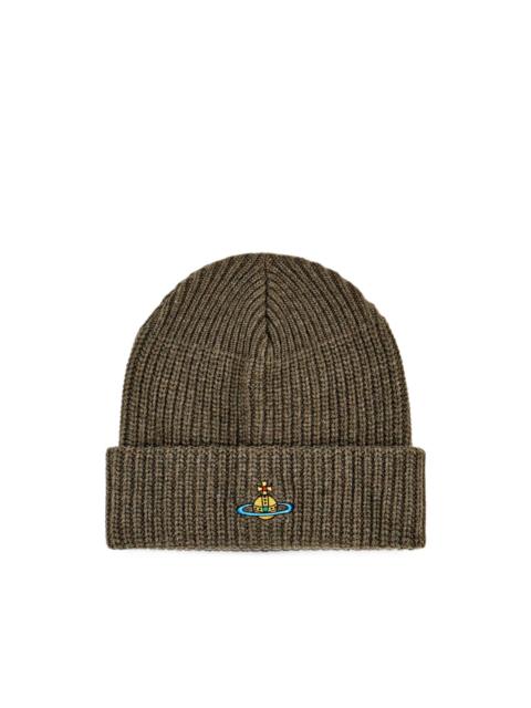 Vivienne Westwood Orb-embroidered ribbed beanie hat