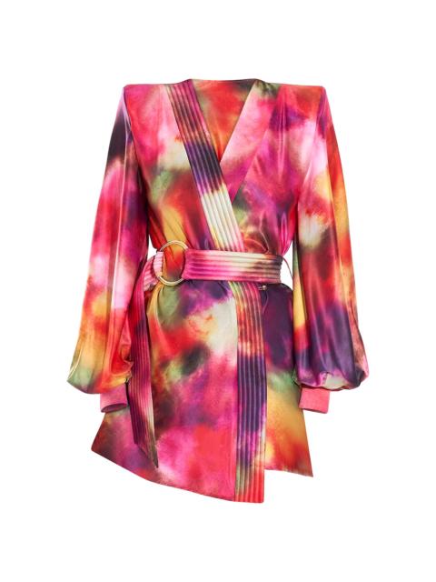 ZHIVAGO Women's Cala Conta Tie-Dye Satin Tie-Waist Minidress - Multi
