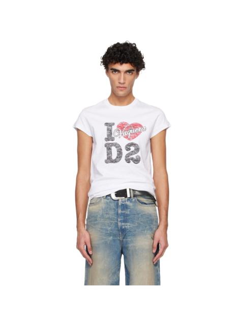DSQUARED2 White Vaquera Edition Destroyed Cup Sleeves T-shirt