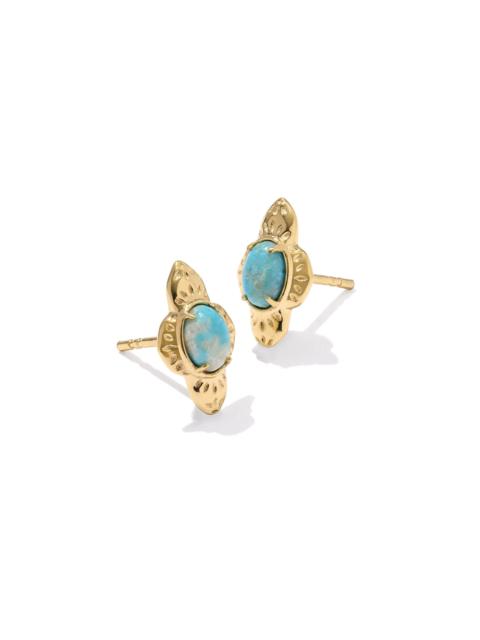 KENDRA SCOTT Abbie 18k Yellow Gold Vermeil Etch Frame Stud Earrings