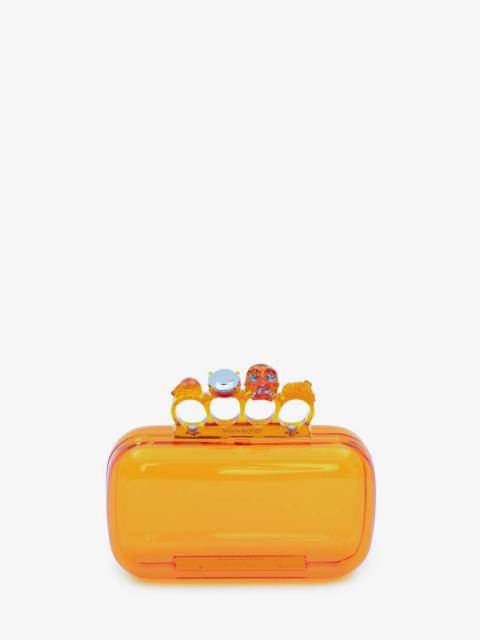 Alexander McQueen Skull Four-ring Clutch in Orange