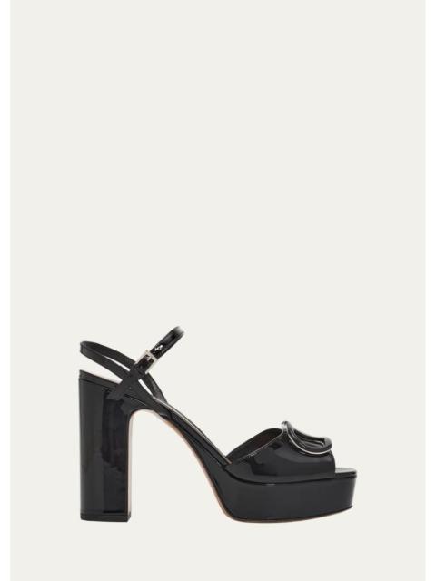 Valentino 115mm VLogo Patent Leather Platform Sandals