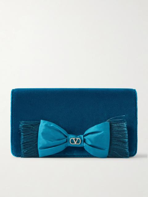 Valentino Vlogo Signature Mini Bow-detailed Velvet Shoulder Bag